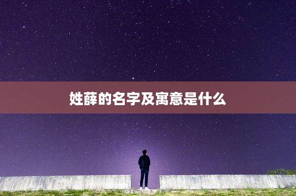 姓薛的名字及寓意是什么