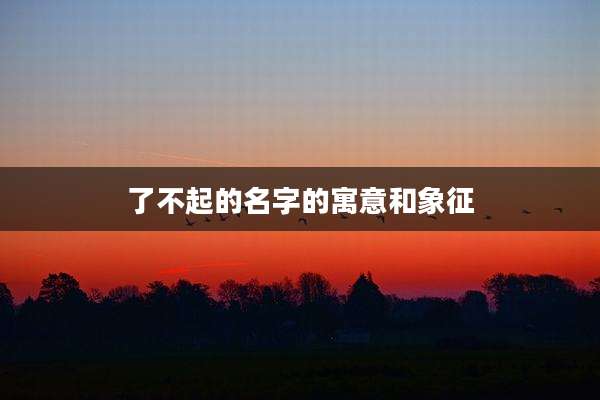 了不起的名字的寓意和象征