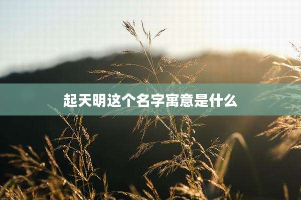 起天明这个名字寓意是什么