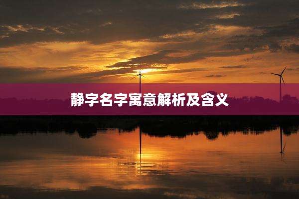 静字名字寓意解析及含义