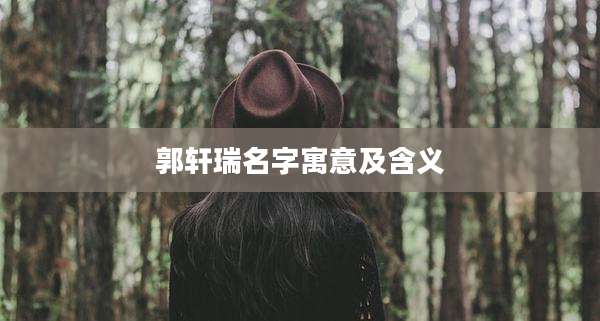郭轩瑞名字寓意及含义