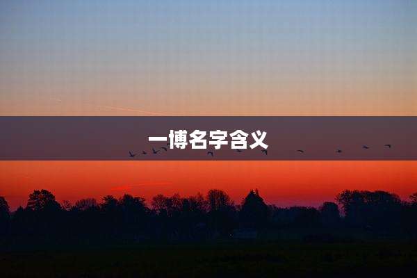 一博名字含义