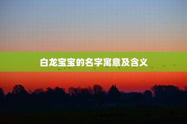 白龙宝宝的名字寓意及含义