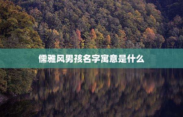 儒雅风男孩名字寓意是什么