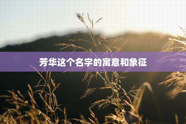 芳华这个名字的寓意和象征