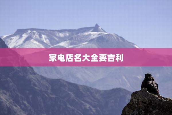 家电店名大全要吉利