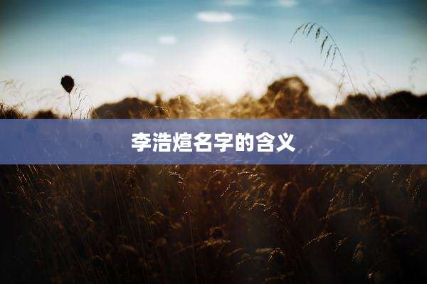 李浩煊名字的含义