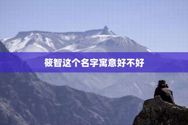 筱智这个名字寓意好不好