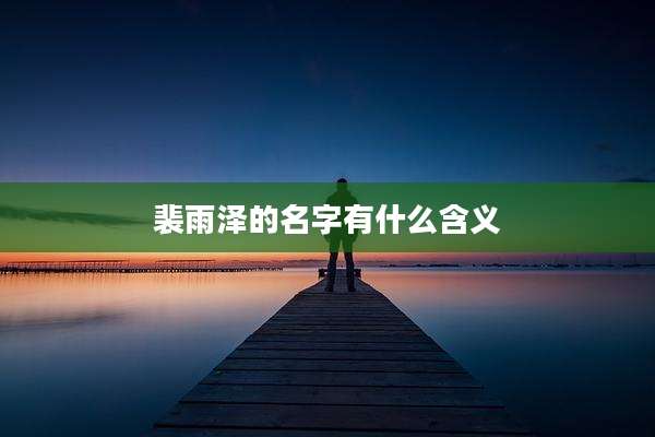 裴雨泽的名字有什么含义