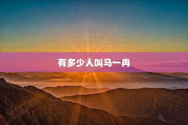 有多少人叫马一冉