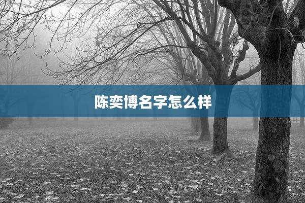 陈奕博名字怎么样