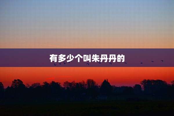 有多少个叫朱丹丹的