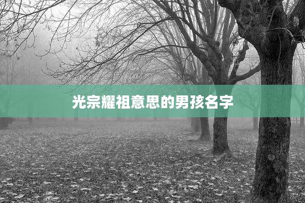 光宗耀祖意思的男孩名字