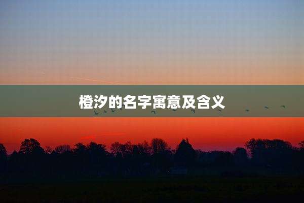 橙汐的名字寓意及含义