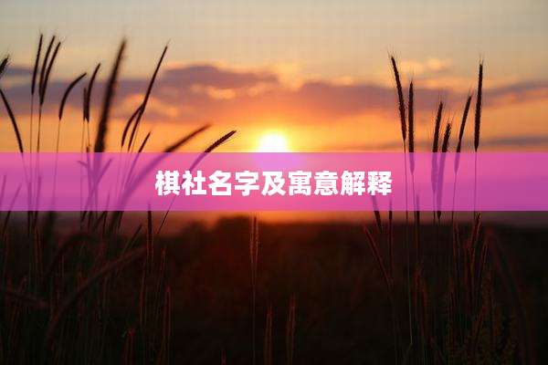 棋社名字及寓意解释