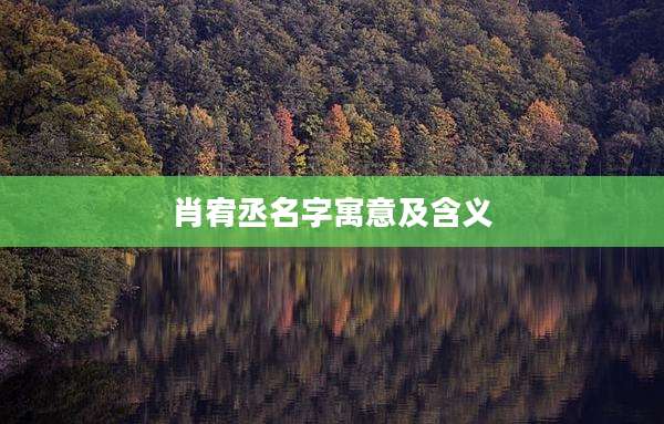 肖宥丞名字寓意及含义