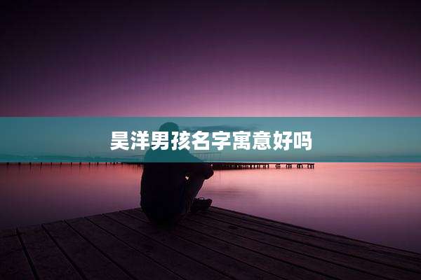 昊洋男孩名字寓意好吗