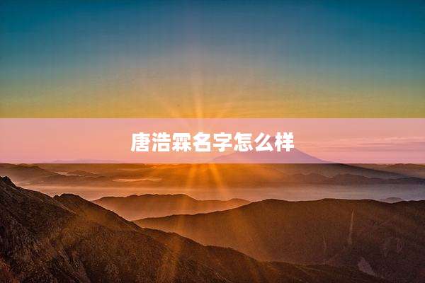 唐浩霖名字怎么样