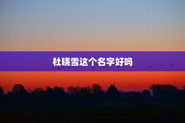 杜晓雪这个名字好吗