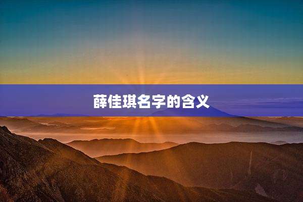 薛佳琪名字的含义