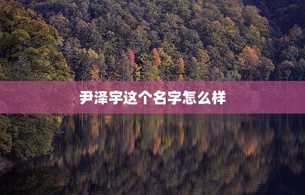 尹泽宇这个名字怎么样