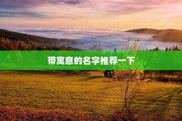 带寓意的名字推荐一下