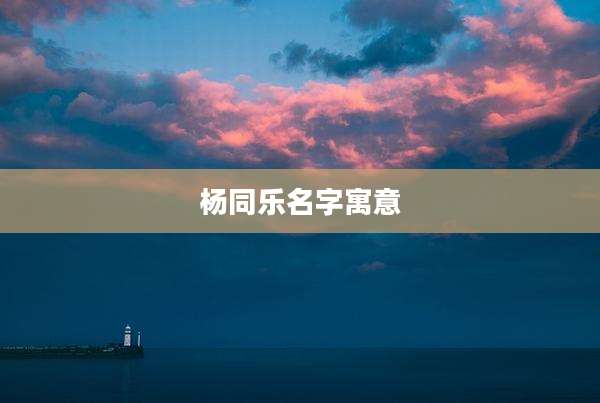 杨同乐名字寓意