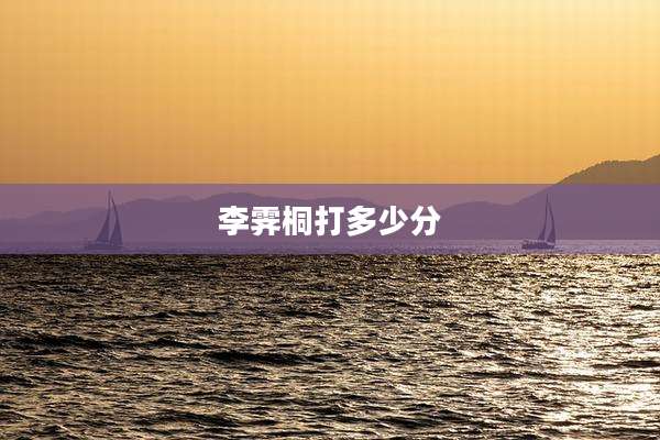 李霁桐打多少分