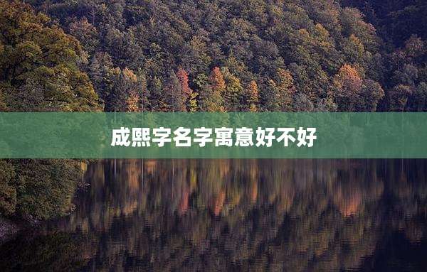 成熙字名字寓意好不好