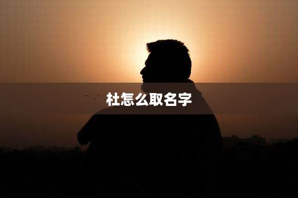 杜怎么取名字