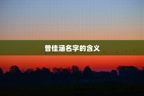 曾佳涵名字的含义