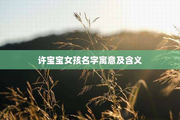 许宝宝女孩名字寓意及含义