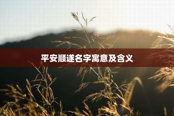 平安顺遂名字寓意及含义
