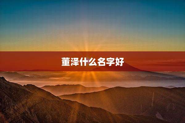 董泽什么名字好