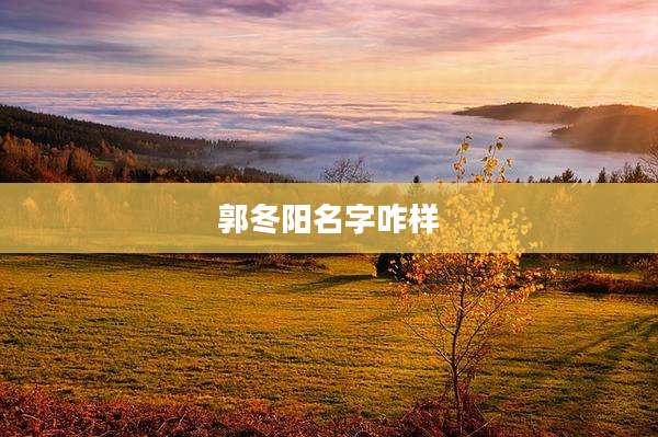 郭冬阳名字咋样