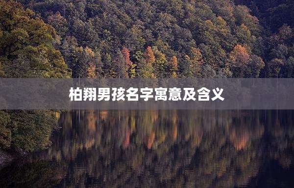 柏翔男孩名字寓意及含义