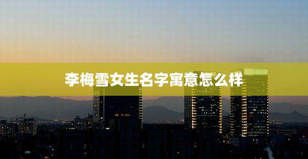 李梅雪女生名字寓意怎么样