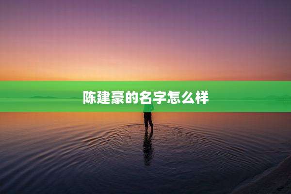 陈建豪的名字怎么样