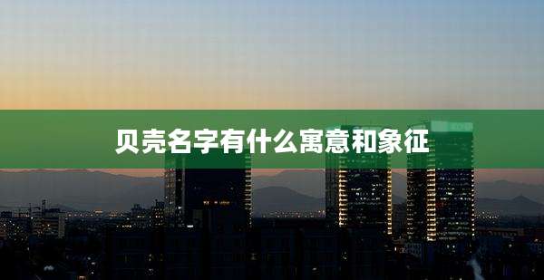 贝壳名字有什么寓意和象征