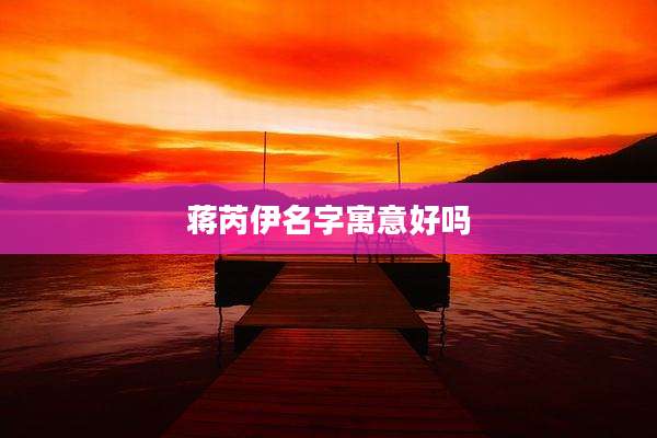 蒋芮伊名字寓意好吗