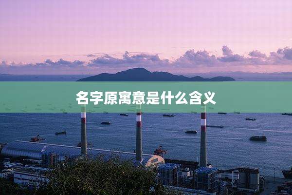 名字原寓意是什么含义