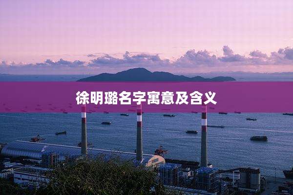 徐明璐名字寓意及含义