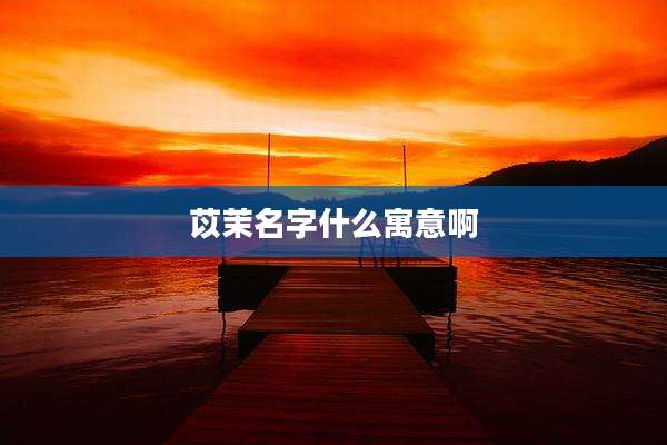 苡茉名字什么寓意啊