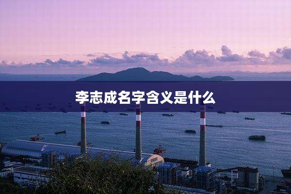 李志成名字含义是什么