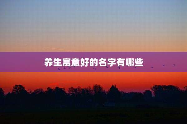 养生寓意好的名字有哪些