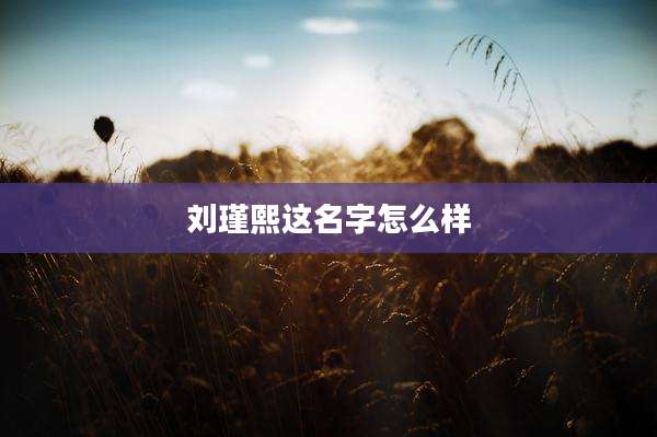 刘瑾熙这名字怎么样