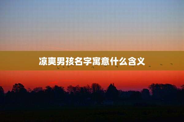凉爽男孩名字寓意什么含义