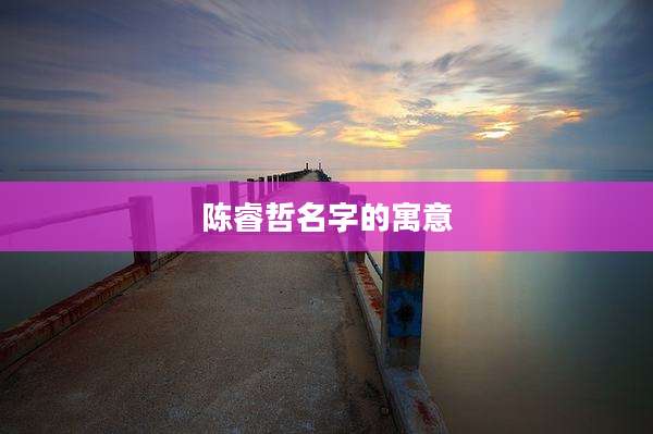 陈睿哲名字的寓意