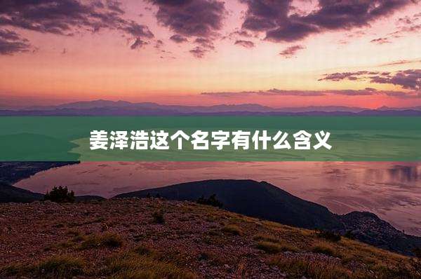 姜泽浩这个名字有什么含义
