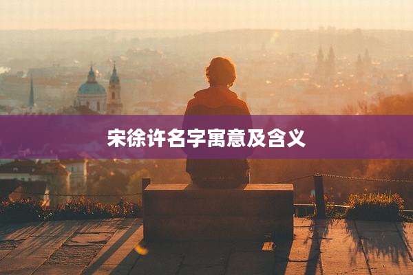 宋徐许名字寓意及含义
